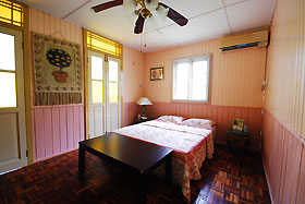 double bed in olivia's bungalow